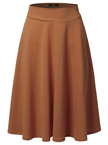 Amazon.com: SSOULM A-Line Midi Skirt - Made in USA - Stretchy High