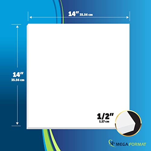 Image of Mega Format Expanded PVC Plastic Sheets - 14 inch X 14 inch Rigid White Sheet for Crafts, Signage, & Displays - Sintra, Celtec PVC Board - Waterproof for Outdoors Use - 1 /2 inch 12mm Thick - 1-Pk-White