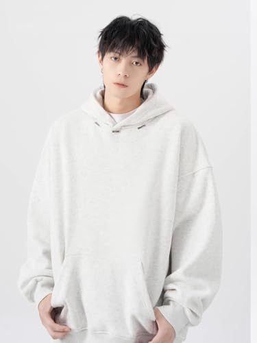 Men's High Street Fleece Lined Hoodie Loose Fit Couple's Style Spring4