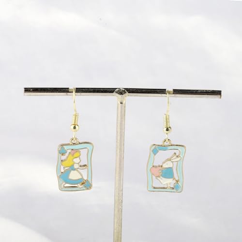 ENSIANTH Alice Fans Earrings Alice Fairy Tales Gift Alice Lover Gift White Rabbit Fans Earrings Wonderland Inspired Gifts2