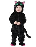 Okbebe Baby Halloween Black Cat Costume Unisex Toddler Thanksgiving Christmas Cartoon Animals Cat Hooded Romper For Boys (3-6 Months, Black)