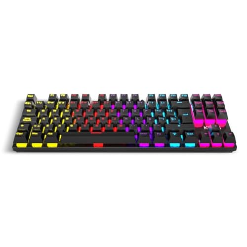 KROM KASIC TKL – Teclado mecánico Gaming RGB tenkeyless con Layout español, switches Rojos, retroiluminación Rainbow, 25 Teclas Anti-ghosting y 12 Multimedia, Modo Juego, USB – Negro