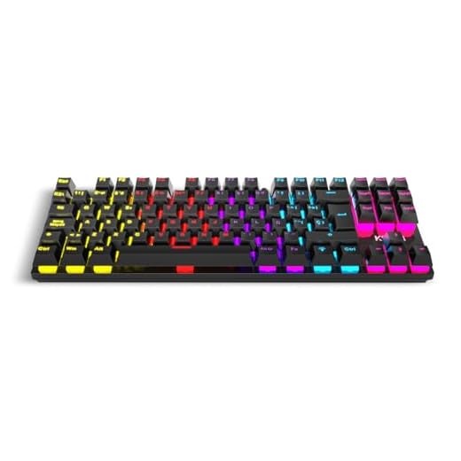 KROM KASIC TKL – Teclado mecánico Gaming RGB tenkeyless con Layout español, switches Rojos, retroiluminación Rainbow, 25 Teclas Anti-ghosting y 12 Multimedia, Modo Juego, USB – Negro