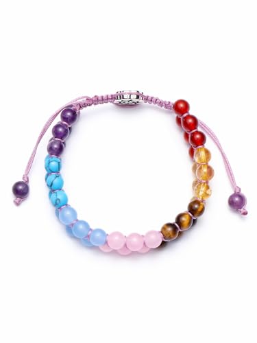 Image of Top Plaza Bead Chakra Bracelet 7 Chakras Healing Crystals Bracelet Yoga Stone Beads Bracelets Meditation Relax Anxiety Bangle for Womens Mens