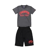 [チャンピオン] Tシャツ キッズ 半袖 丸首 速乾 グラフィックロゴプリント Tシャツ＆ショーツセット ベーシックスポーツ CK-ZSW03-080-130
