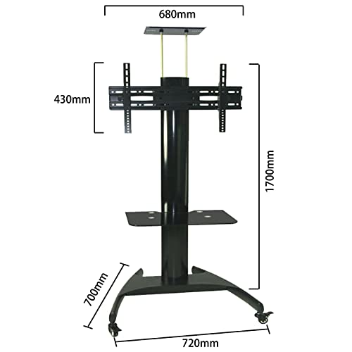 Srhimeos Mobile Standing Tv Cart Height Adjustable For 32"-65" Plasma Lcd Led Flat Screen/Curved Tv Can Bear 50Kg/110Lbs, Max Vesa 600X400 Mm With Tilt, Swivel And Height Adjustment Stand (Black) #TOP1