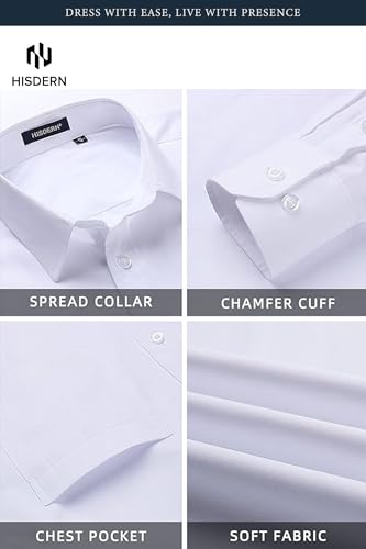 Image of HISDERN Mens Business Dress Shirts Long Sleeve Casual Button Down Shirt Formal Inner Collar Contrast Shirt for Men Wedding