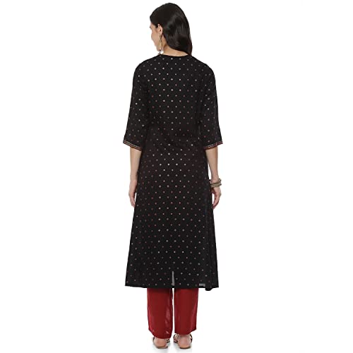 Image of Rangriti Black Liva A-Line Kurta for Women