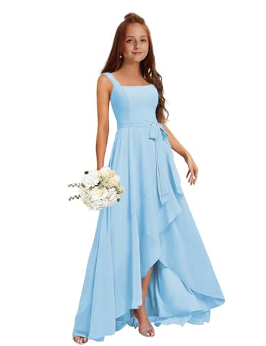 MRHUSH Junior Bridesmaid Dresses for Teen Girls Formal Dresses Chiffon A-Line Flower Girl Dress for Wedding Party Gowns