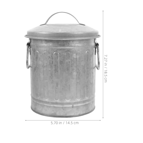 Image of SEWACC Mini Galvanized Trash Can Small Trash Can with Lid Table Top Metal Rubbish Bin Wastepaper Basket Flower Pot Pen Holder Kitchen Compost Bin Ash Bucket