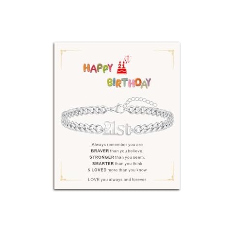 TAGOMEI 16th 18th 21st 30th Birthday Gifts for Him Her Men Teen, Cuban Link Chain Bracelets for Men Women Gifts for Son Grandson Husband Dad Brother Sister Nephew Best Friend Cover