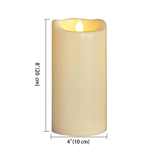 Image of CANDLE CHOICE Large Waterproof Outdoor Battery Operated Flameless Candles with Remote Timer Realistic Flickering Plastic Electric LED Pillars for Lantern Garden Yard Halloween Christmas 4x8 2 Pack
