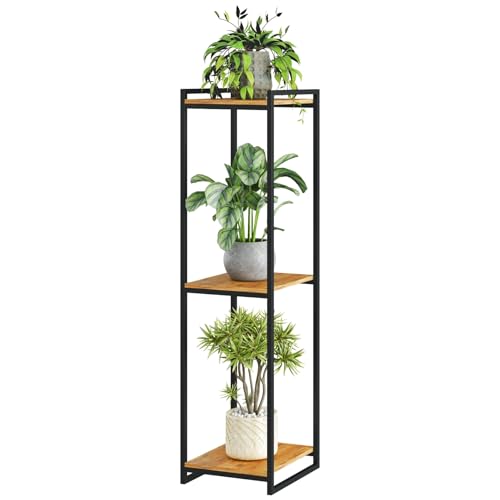 yeavs 3-Tier Plant Stand Indoor, 45' Tall Modern Plant Shelf Corner Flower Pot Holder Organizer for Living Room Balcony Garden, Rustic Brown