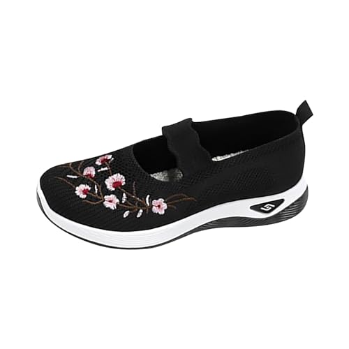 Zapatos ortopédicos de mujer sin cordones zapatos running mujer suave zapatillas oferta transpirable verano cómodas ortopédicas plantilla ortopédica running con soporte para arco, Negro , 37 EU