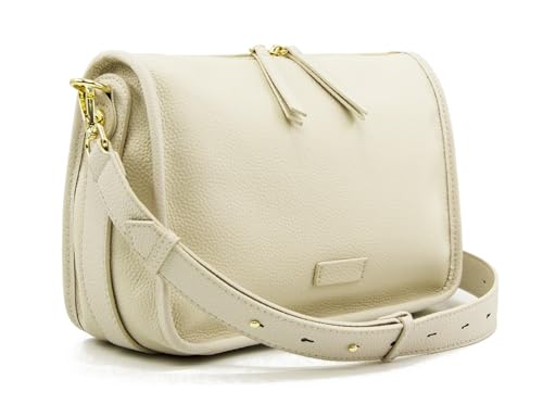 Esimileeya Off-White Leather Crossbody Bag for Women, L 11