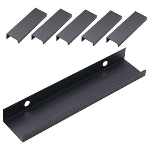 NUOLUX 6個 モダンスル黒アルミ製キャビネットドアプル 滑らかエッジ指掛け取手 キッチン 家具 引き出し用シンプル取っ手