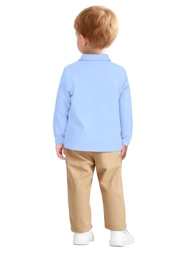 Toddler Boys Long Sleeve Polo Shirts School Uniform Dress Shirt Size18M-5T3