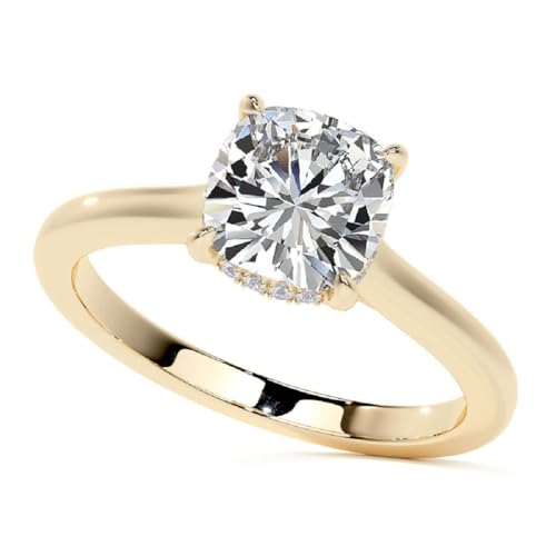 2.5 CT Cushion Cut Moissanite Solitaire Engagement Rings for Women Gold 10K Solid Gold Promise Ring3