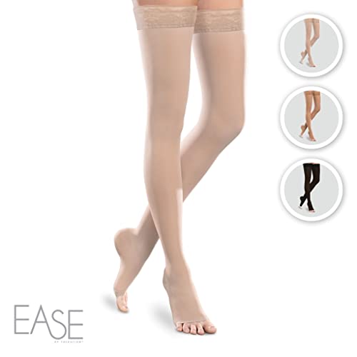 Sheer Ease Women's Open-Toe Thigh High Stockings - 15-20mmHg Mild Compression Nylons2