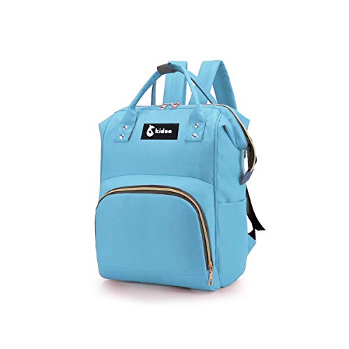 kidoo - Mochilas para Pañales, Biberones, Ropa y Complementos - Organización Inteligente - Bolso de Bebé para Mamá - Impermeable | Bolso de Gran Capacidad - Multifuncional (Azul Claro) Cover