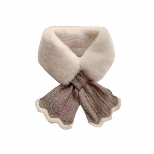 MIUPOO Women Winter Plush Scarf,Fur Scarf Neck Warmer,Womens Fur Collar Scarf,Furry Criss Cross Scarf,Black