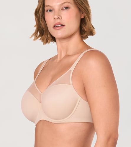 Image of DELIMIRA Women's Full Coverage Bras Underwire Lightly Padded Plus Size Supportive Tshirt Sheer Bra