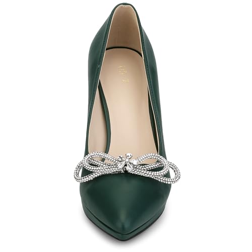 Allegra K Women's Pump Stiletto Heel Platform Rhinestone Bow Pointed Toe Pumps3