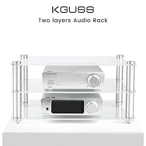 image for KGUSS Mini Audio Component Rack Acrylic 2-Layer Rack Aluminium Holders