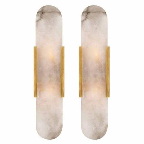 Set of 2 Natural Alabaster Wall Sconces - Marble Bathroom