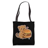 Cute Otter Loves Burger Cartoon Tote Bag