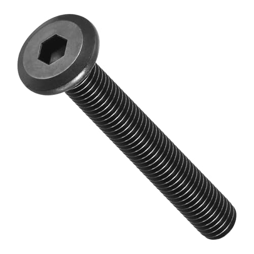 METALLIXITY Flat Head Hex Socket Cap Screws Bolts(M8-1.25x55) 10Pcs, Steel Hex Socket Furniture Bolts Screws - for Furniture Woodworking Project, Black