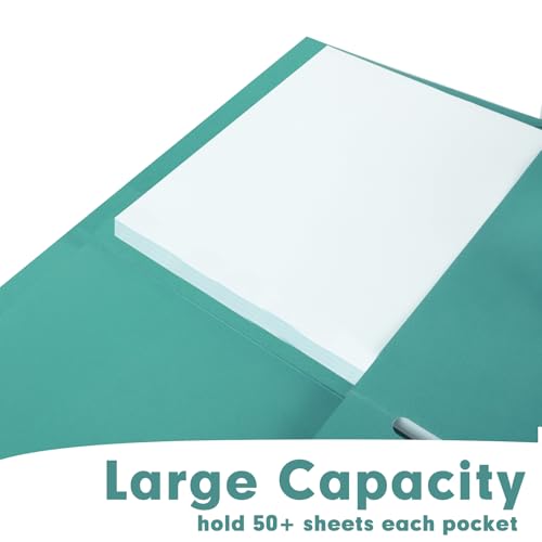 RAZCC 50 Pack 2 Pocket Folders - Letter Size, Turquoise
