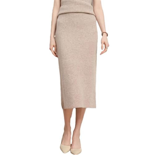 Merino Wool Slim Skirtswomen Solid Color Warm All-Match Pencil Skirt