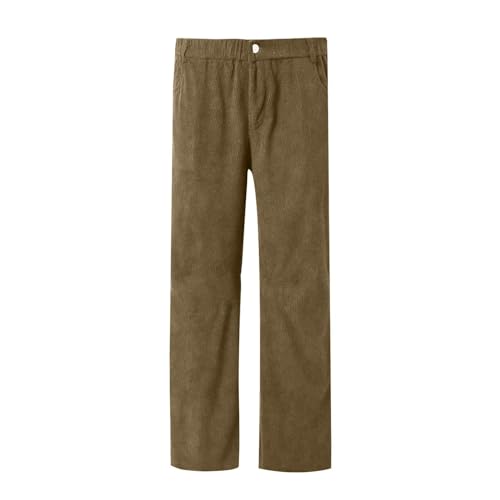 Womens Corduroy Pants Barrel Baggy Mid-Rise Elastic Waist Winter Pants Petite Casual Wide Leg Pants with Pockets3
