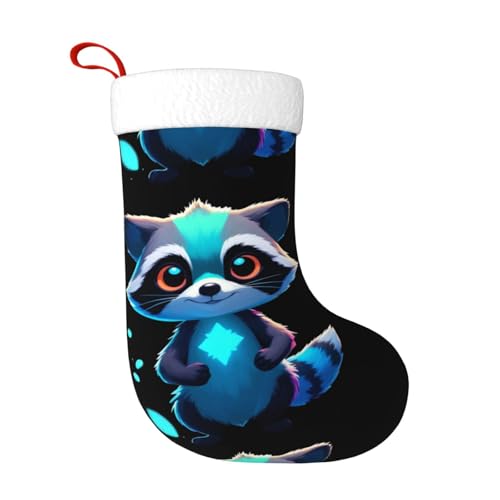 WBQLSL Glow Raccoon - Calcetines creativos de vacaciones para adultos, adornos de fiesta de Año Nuevo, calcetines decorativos, calcetines de Navidad de 17.7 x 11 pulgadas