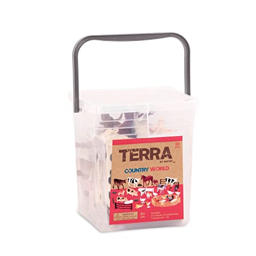 Terra by Battat Conjunto de 60 figuras de animais de quinta - vacas, porcos, galinhas, cavalos, cães, gatos e muito mais - brinquedos a partir dos 3 anos