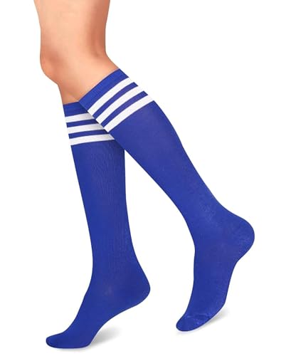 Image of Women's Knee High Athletic Socks Casual Stripes Tube Socks Outdoor Sport Socks