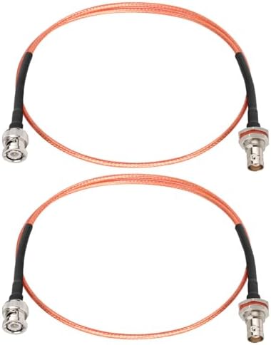 XRDS -RF BNC Cable 2FT 2PCS, 50 Ohm BNC Cable BNC Male to Female Bulkhead Mount RG316 Coax for Wireless Microphone System Receiver CB Radio UHF VHF Ham Radio Amateur Radio Mobile Radio Antenna