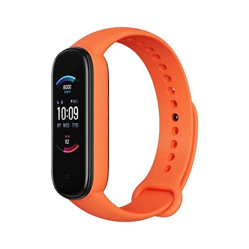 AmazfitBand 5 Fitness Tracker with Alexa Built-in, 15-Day Battery Life, Blood Oxygen, Heart Rate, Sleep Monitoring, Women’s Health Tracking, Music Control, Water Resistant, Orange