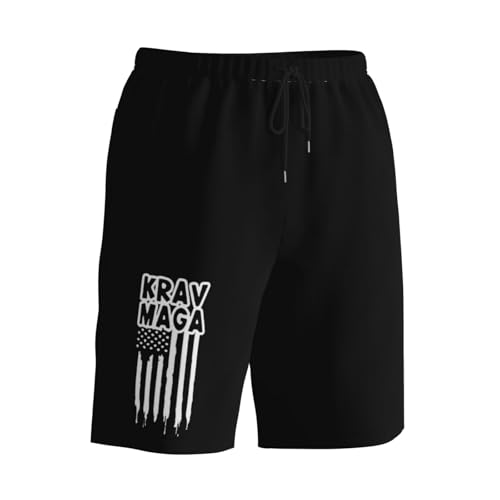 Krav MAGA American Flag Men's Quick-Dry Board Shorts 7" - Swim Trunks Summer Hawaii Beach3