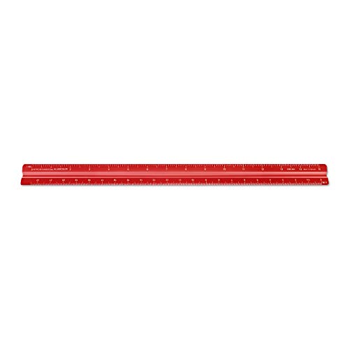 Image of Alumicolor Aluminum Mechanical Metric Solid Drafting Scale, 30 Centimeter, Red