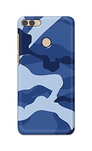 Image of Printed Hard Back Cover Case for Huawei Y9 2018 Back Cover (Army Blue Pattern) -1302
