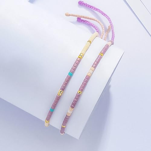 Image of KELITCH Boho Women Crystal Shell Beaded Friendship Bracelets Handmade Strand Bracelet Bangles Jewelry