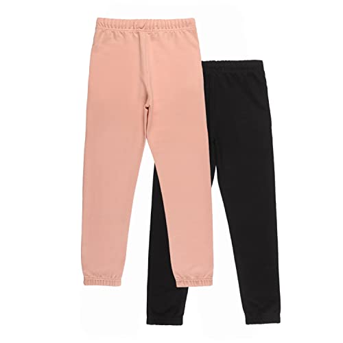 Image of Alan Jones Clothing Girls Mid Rise Pack of 2 Joggers Track Pants | Side Pockets | Elastic Waist with Drawstring | Regular Fit