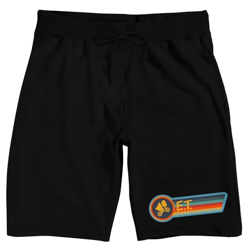 E.T. The Extra Terrestrial Striped Bicycle Graphic Men's Black Sleep Pajama Shorts