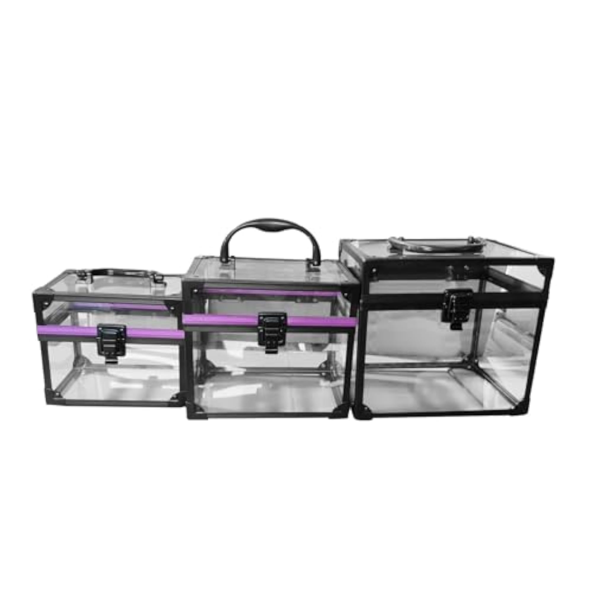 3x Clear Portable Cosmetics Train Case for Women