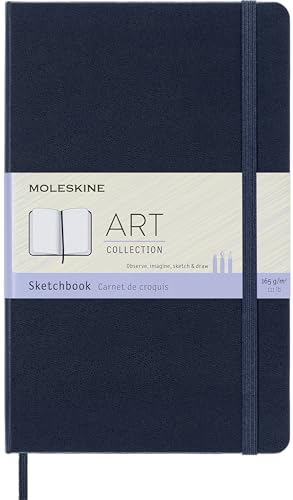 Moleskine Art Sketchbook, Album da Disegno con Copertina Rigida e Chiusura Elastica, Carta per Penne, Matite e Pastelli, Colore Blu Zaffiro, Formato Large 13 x 21 cm, 88 Pagine