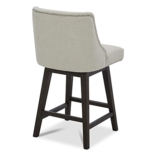 Chita Counter Height Swivel Barstools, 26" H Seat Height Upholstered Bar Stools Set Of 2, Performance Fabric In Linen #TOP3