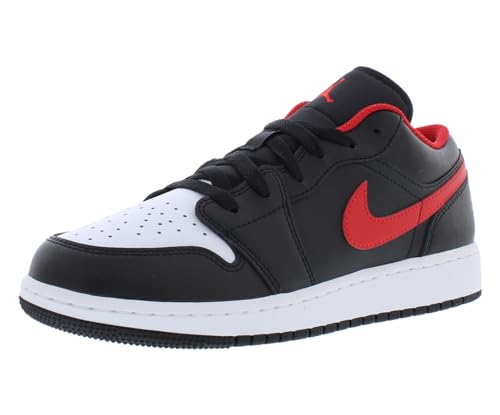 Jordan Boy's Air 1 Low (Big Kid) Black/Fire Red/White 5 Big Kid M