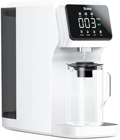Stokk - UV Reverse Osmosis Water Filter, Pitcher Alkaline Mineral Booster, 6 Stage RO Water Filtration System, Home Water Purifier for PFAS Pb TDS, BPA Free, No